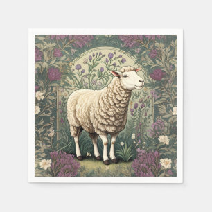 Elegant Sheep Lavender floral Background Napkin