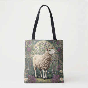 Elegant Sheep Lavender floral Background Tote Bag