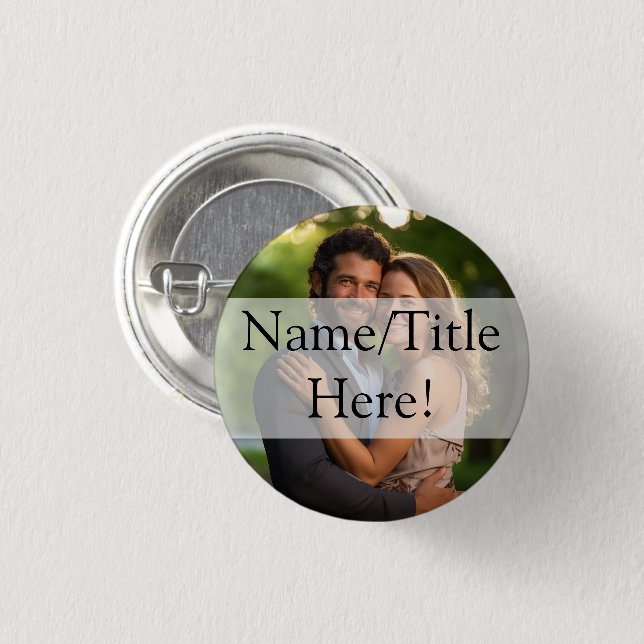 Elegant Sheer Overlay Photo Wedding 3 Cm Round Badge (Front & Back)
