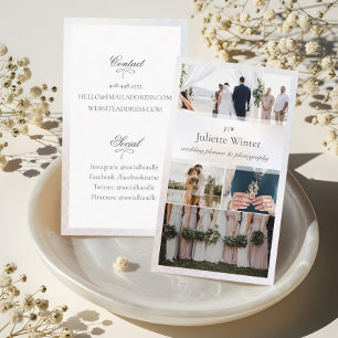 Elegant Sheer Silk Pearl Photo Collage Photography Business Card