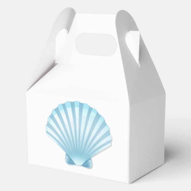 Elegant Shell Blue Nautical Beach Wedding Party Favour Box (Back)