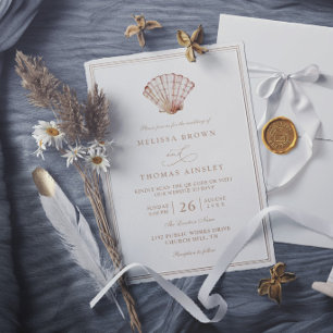 Elegant Shell Simple Minimalist Modern Wedding Invitation