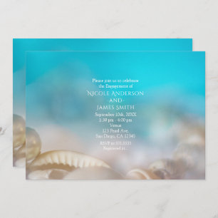 Elegant Shells Beach Wedding Engagement Invitation