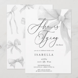 Elegant She's Tying The Knot Bow Bridal Shower Invitation