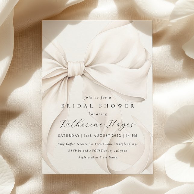 Elegant She's Tying the Knot Bow Bridal Shower Invitation (Creator Uploaded)