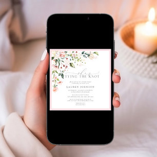 Elegant She's Tying the Knot Pink Floral Shower Invitation