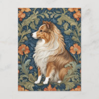 Elegant Shetland Sheepdog William Morris Inspired