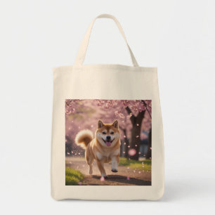 Elegant Shiba Inu Grocery Tote Bag