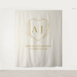 Elegant Shield monogram wedding backdrop Tapestry