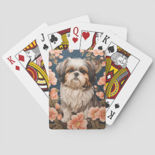 Elegant Shih Tzu Dog William Morris Inspired Playing Cards