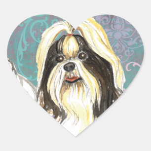 Elegant Shih Tzu Heart Sticker