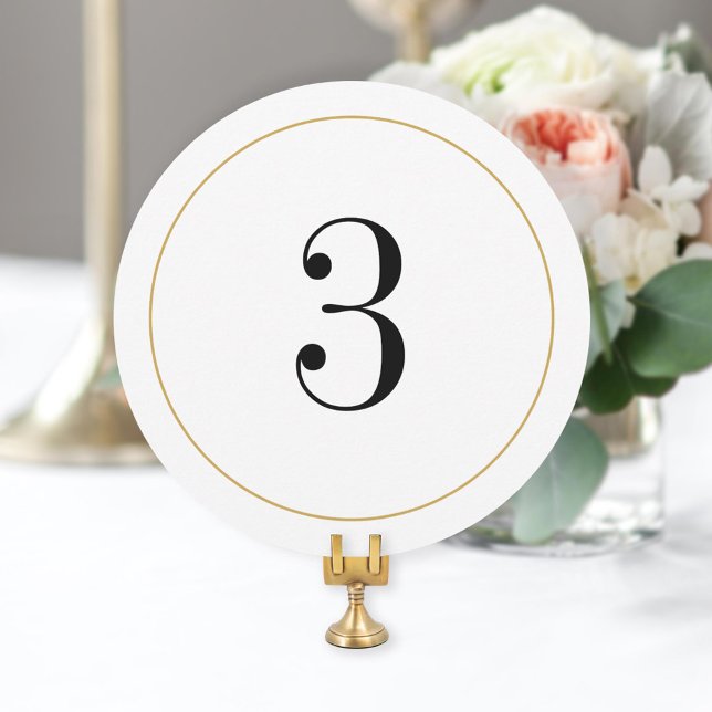 Elegant Shimmer Gold Circle Table Number 3 Card (Creator Uploaded)