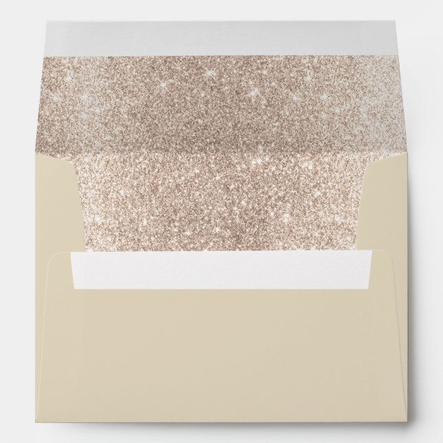 Elegant Shimmer Ivory Gold Glitter Envelope (Back (Bottom))