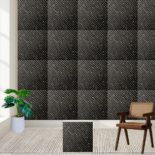 Elegant Shimmering Glitter Black White Stripe Tile