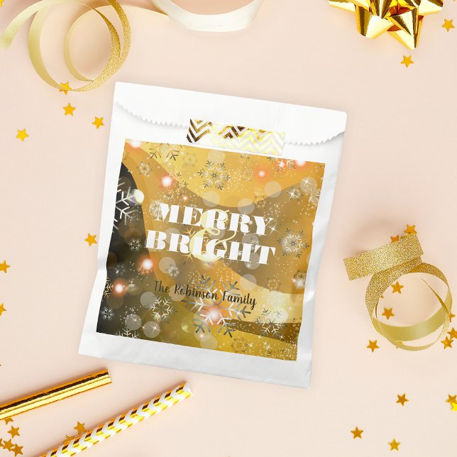 Elegant Shimmering Gold Bokeh Light Christmas Favour Bags (Creator Uploaded)