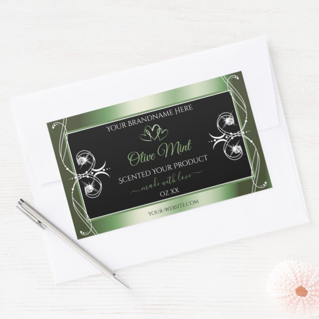 Elegant Shimmery Green Black Product Labels Jewels (Envelope)