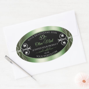 Elegant Shimmery Green Black Product Labels Jewels