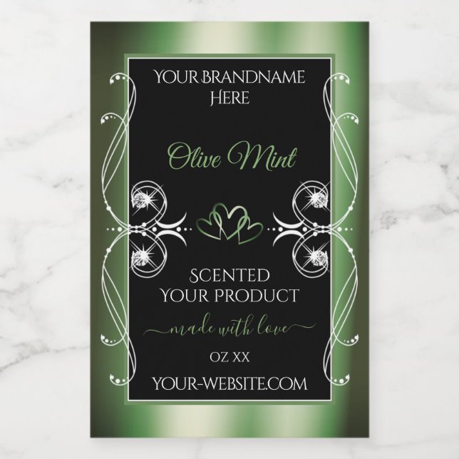 Elegant Shimmery Green Black Product Labels Jewels (Single Label)