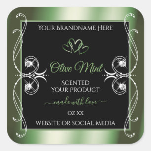 Elegant Shimmery Green Black Product Labels Jewels