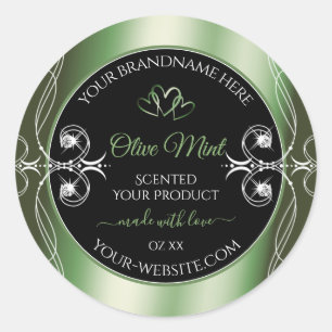 Elegant Shimmery Green Black Product Labels Jewels