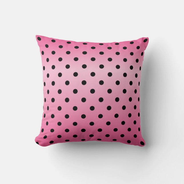 Elegant shining pink and black polka dots cushion (Front)