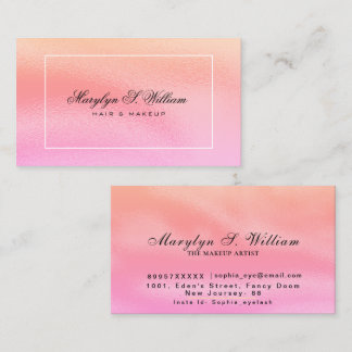 Elegant Shinny pink Hair & Makeup Salon Beautician Business Card