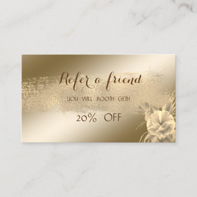 Elegant ,Shiny,Flower,Brush Stroke   Referral Card (Front)