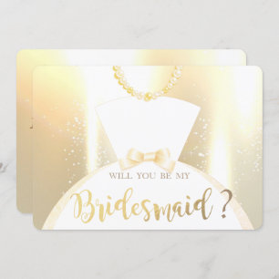 Elegant Shiny Gold Bride Dress Bridesmaid Card