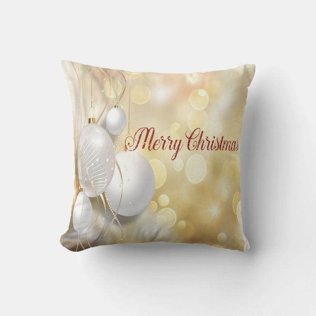 Elegant Shiny Gold Christmas Ornaments Cushion (Front)