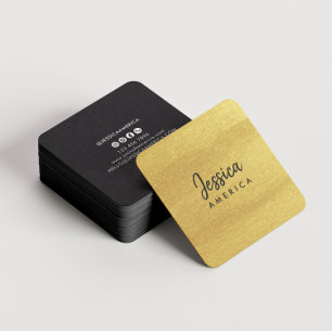 Elegant Shiny Gold Modern minimalist professional Square Business Card