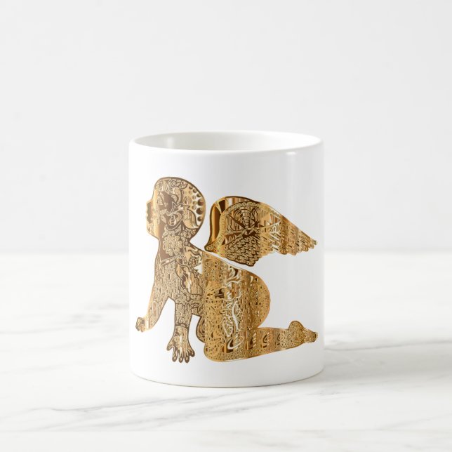 Elegant Shiny Golden Angel Heavenly White Coffee Mug (Center)