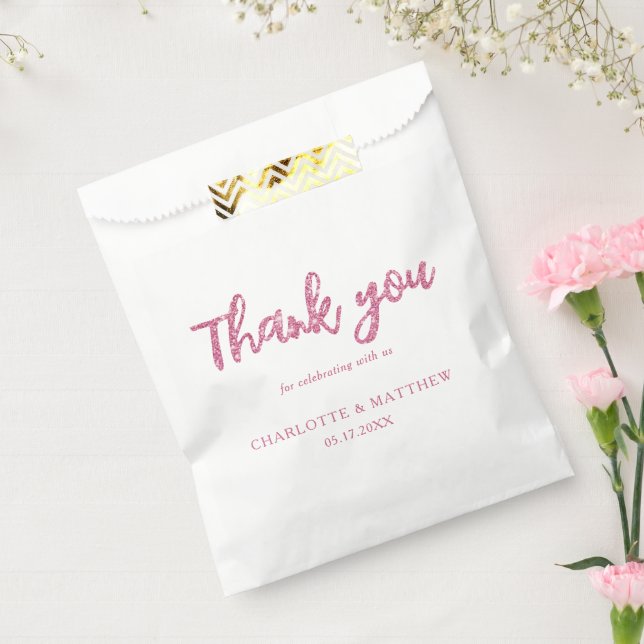 Elegant Shiny Magenta Glitter Wedding Favour Bag (Sealed)