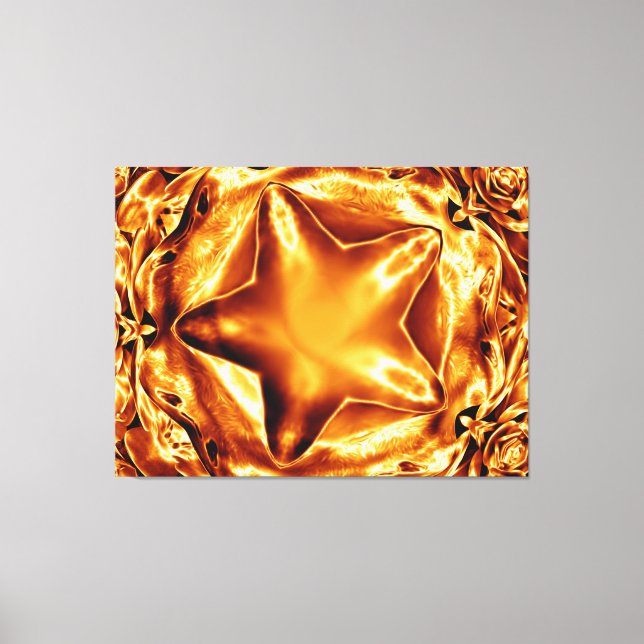 Elegant Shiny Metallic Look Sepia Star Canvas (Front)