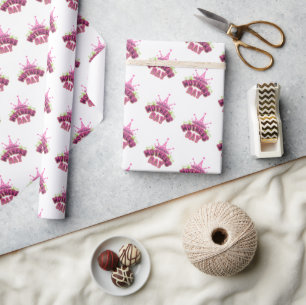 Elegant Shiny Pink Queen Crown Happy mothers day Wrapping Paper