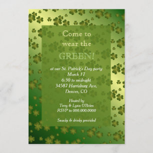 Elegant Shiny Shamrock St Patricks Day Party Invitation