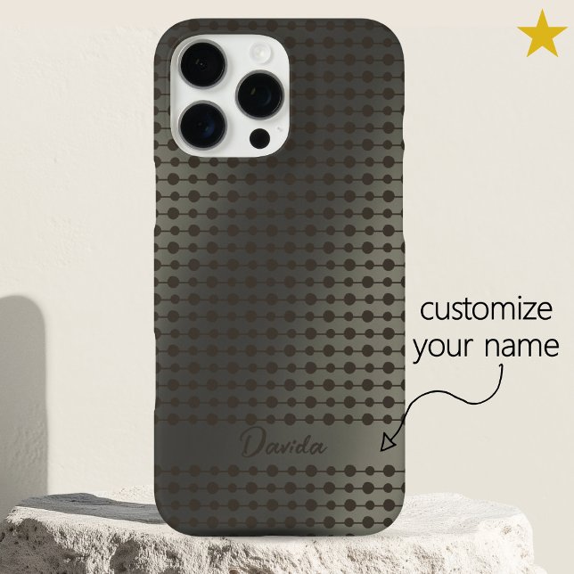 Elegant Shiny Silver Dots Line Pattern Custom Name Case-Mate iPhone Case (Creator Uploaded)