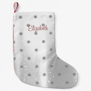 Elegant Shiny Snowflakes-Personalised Small Christmas Stocking