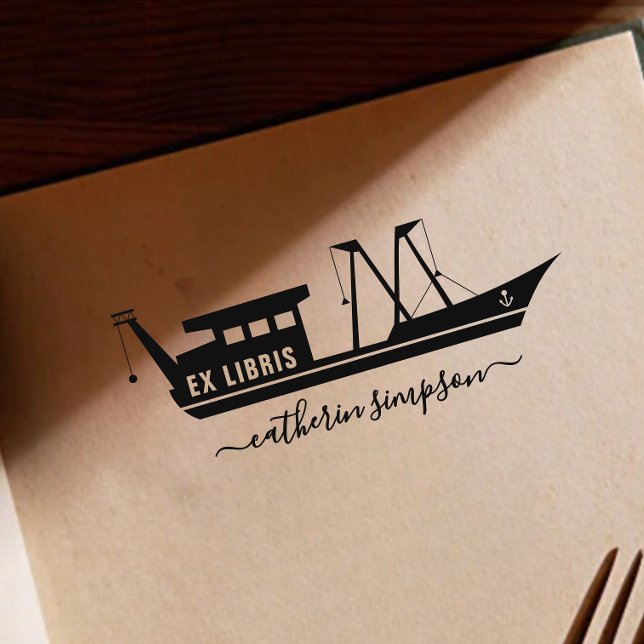 Elegant Ship Custom ex libris Self-inking Stamp (Creator Uploaded)