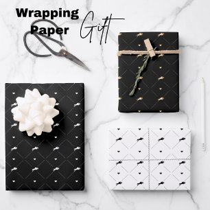 Elegant Show Jumping White Black Gold Horses Wrapping Paper Sheet
