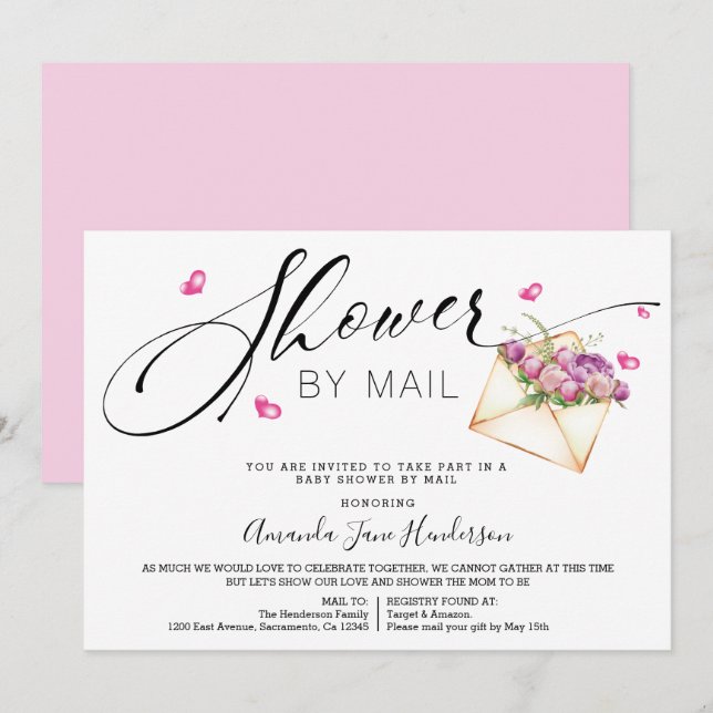 Elegant Shower By Mail Invitation (Front/Back)