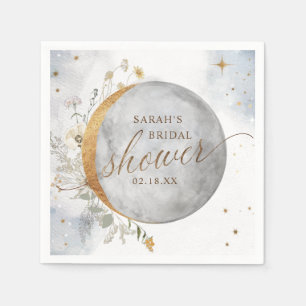 Elegant Shower Celestial Moon and Stars Napkin