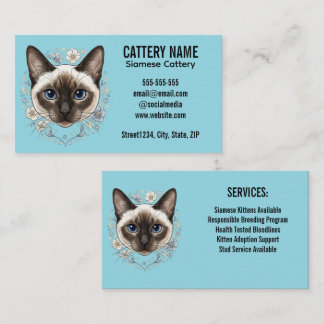 Elegant Siamese Cat Cattery Minimalist Custom Business Card