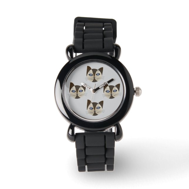 Elegant Siamese Cat Watch – Cat Lover Gift (Front)