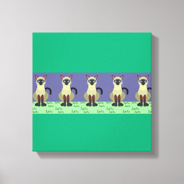 Elegant Siamese Cats in the Grass Canvas Print (Front)