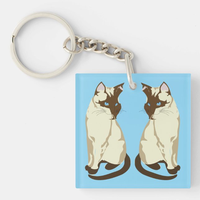 Elegant Siamese Cats Keychain – Cat Lover Gift (Front)