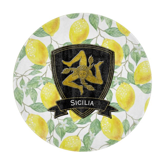 Elegant Sicilian Trinacria Cutting Board (Front)