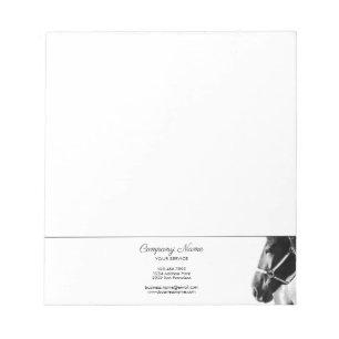 Elegant Side Horse Head BW Personalised Business Notepad