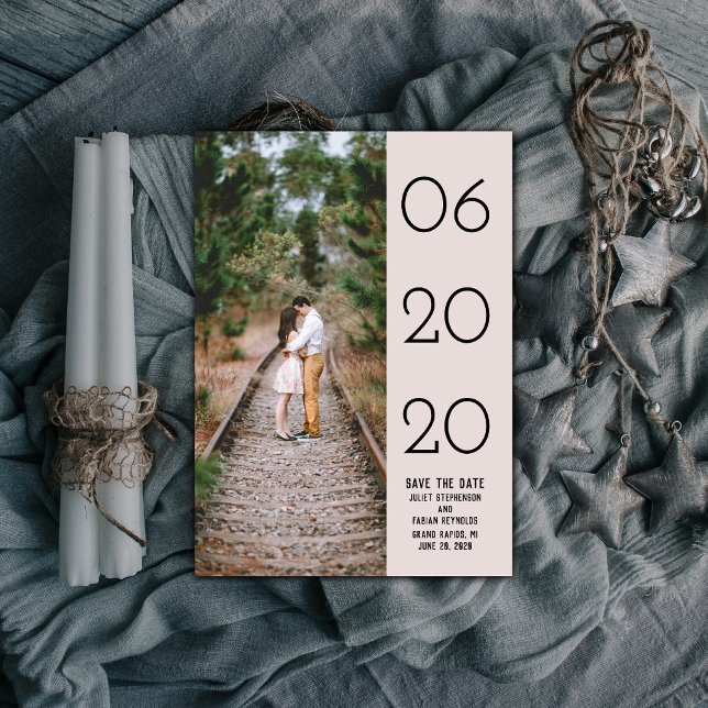 Elegant Side Swept Photo Save the Date | Mauve (Mauve Elegant Side Swept Photo Save the Date)