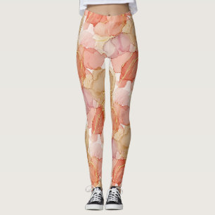 Elegant Sienna Taupe Gold Marble Fluid Leggings