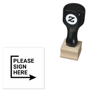 Elegant Sign Here Arrow Page Flag Indicator 1/2" Rubber Stamp